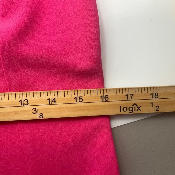 Calvin Klein 10 Fuchsia Pencil Dress Puff Sleeves Hot Pink Lady Like Business - Picture 10 of 15